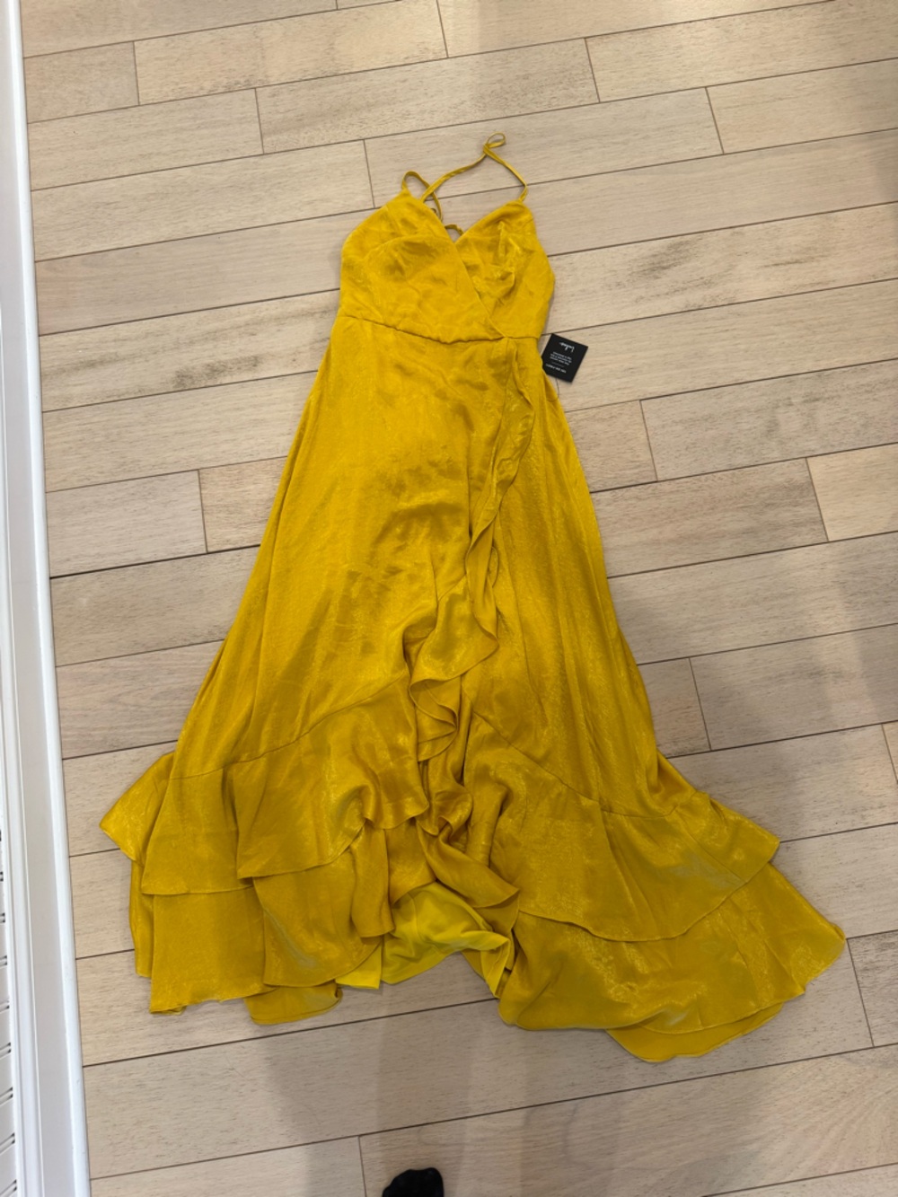 Lulus Mustard Yellow Ruffled Slip Dress